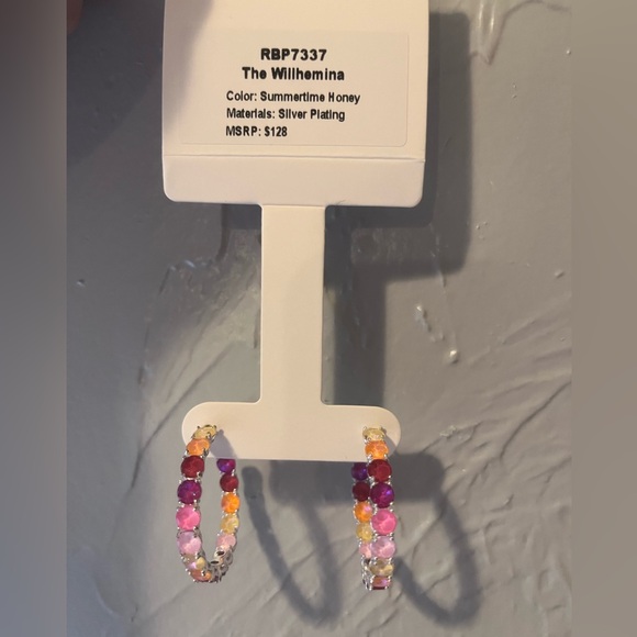 Bomb Party Jewel Candy - The Willhemina- Pink and Purple Drop Earrings - Picture 2 of 3